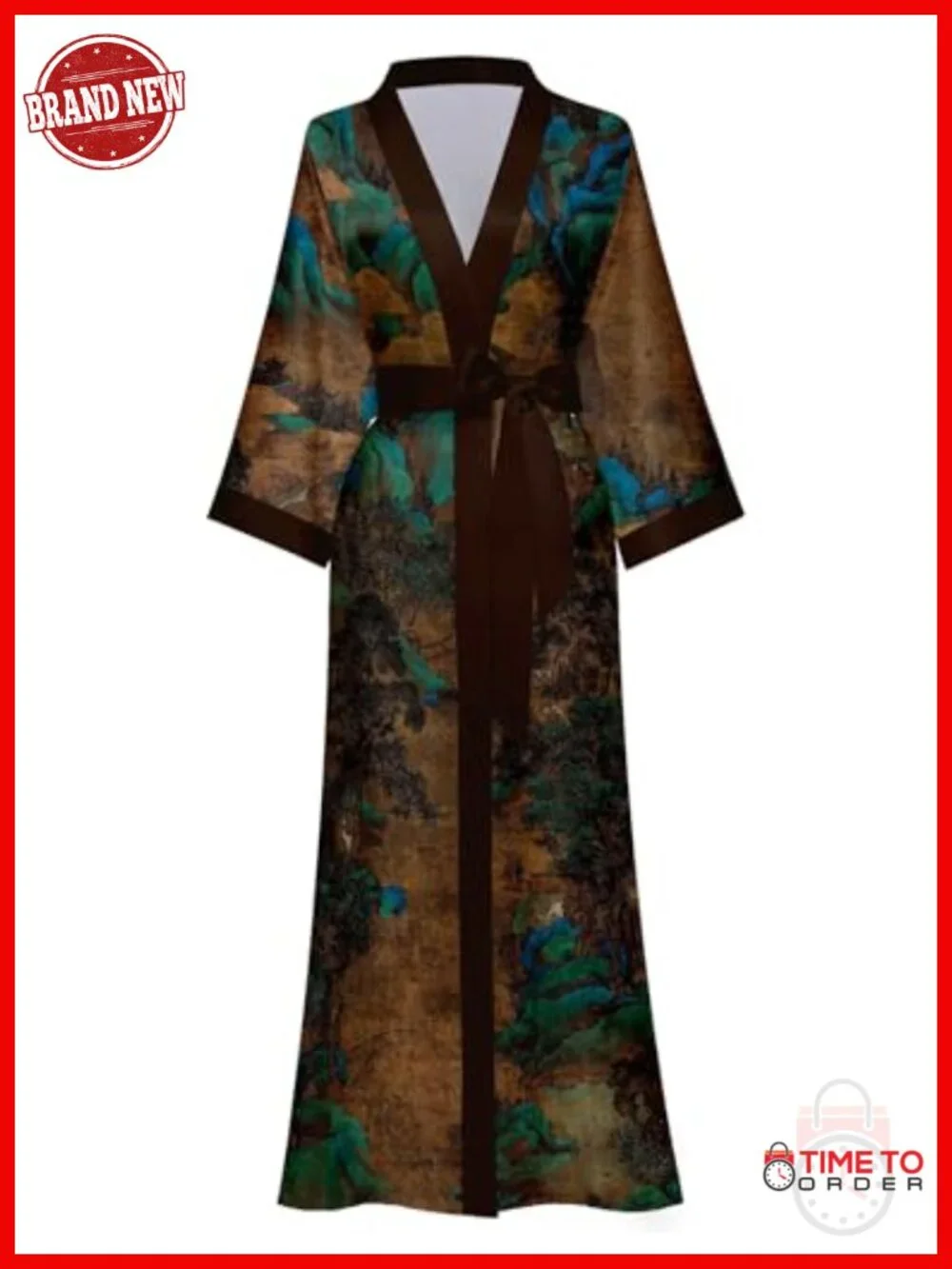 Women's Long Kimono Satin Robe V-Neck Cover Up